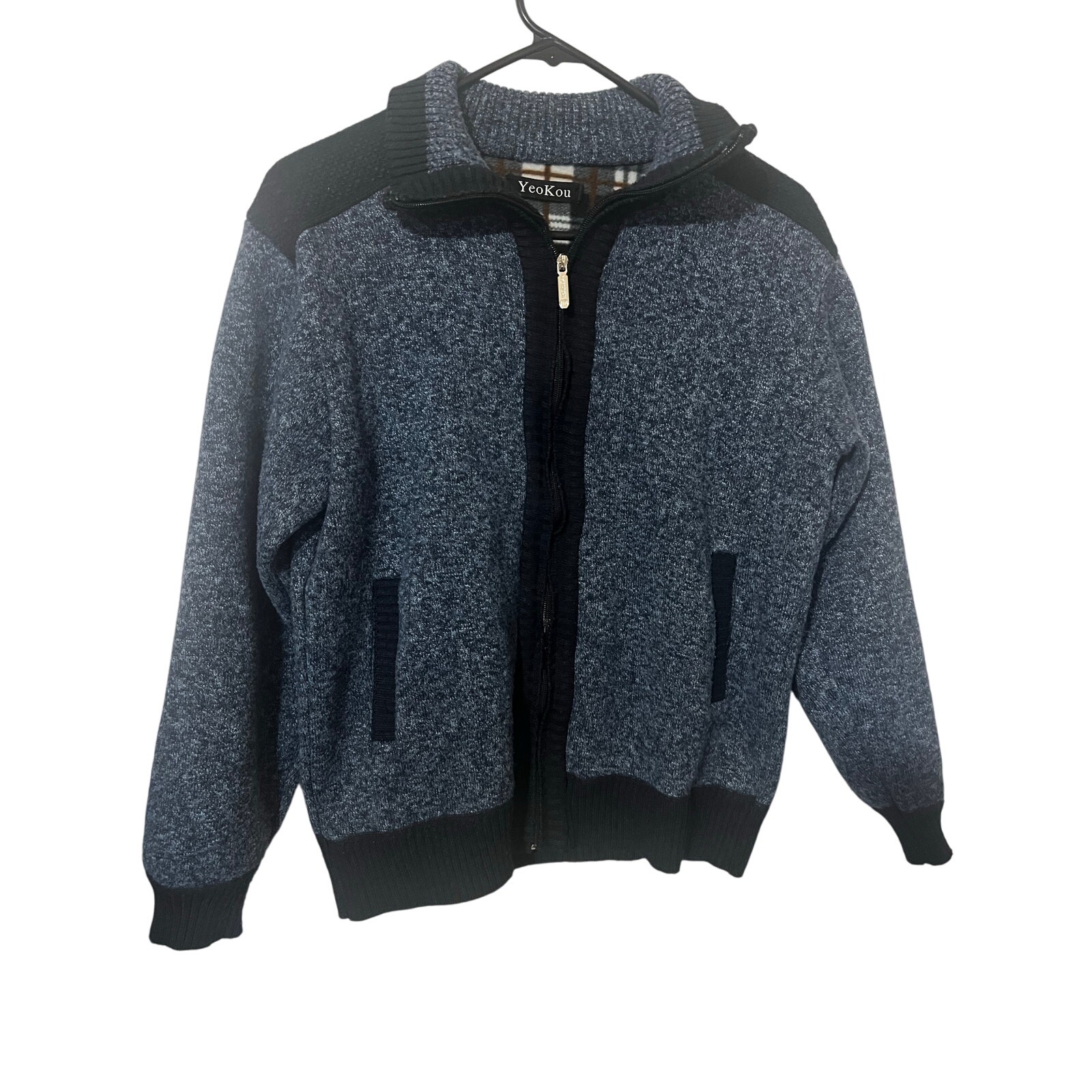 Yeokou Blue Wool Cashmere Cotton Sweater Men’s Size Medium Vintage Style